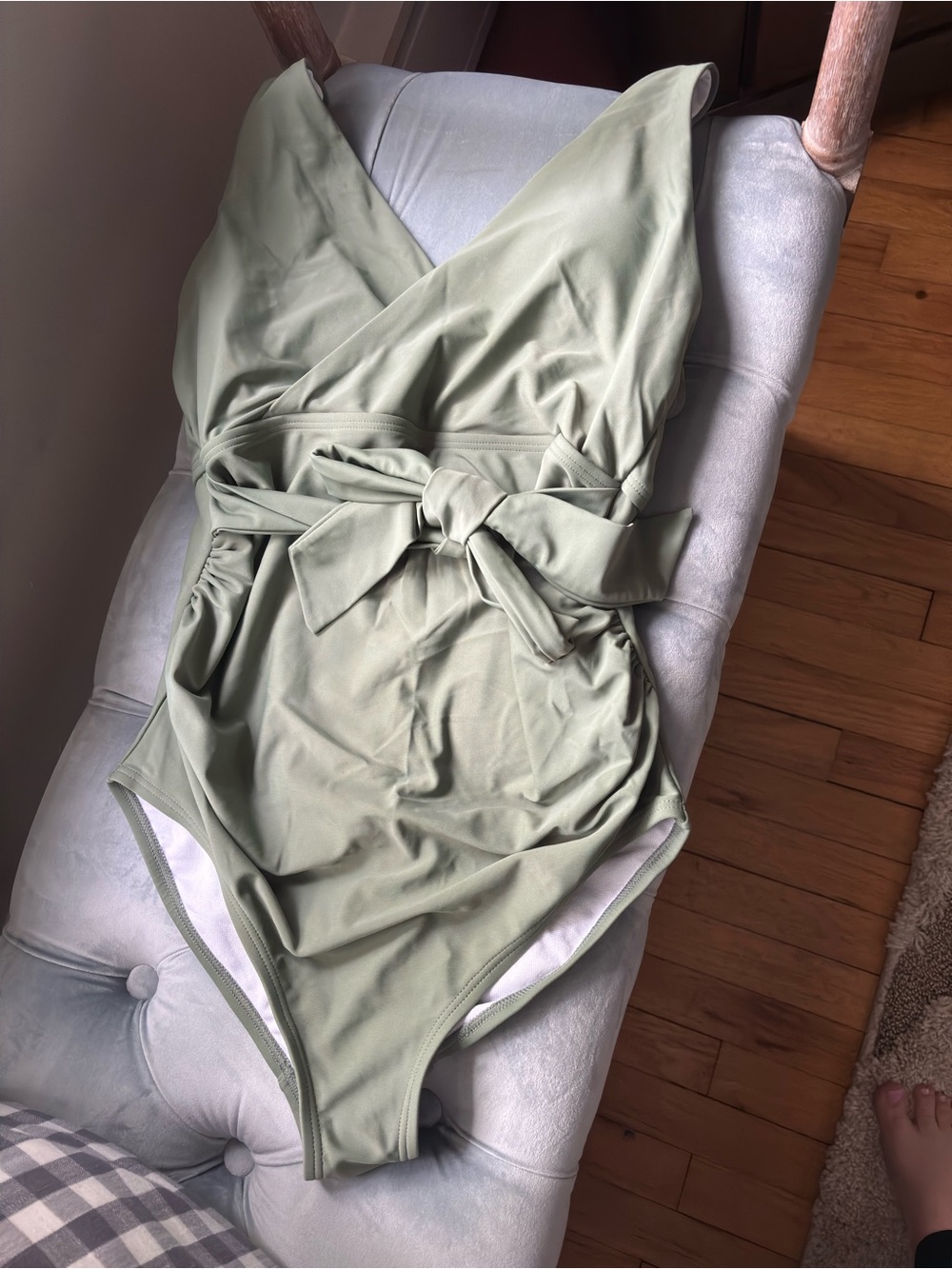 Pink blush green maternity swim suit size M (medium). Worn once!